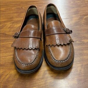 Rockport Tan Hand Sewn Leather Fringe Loafers